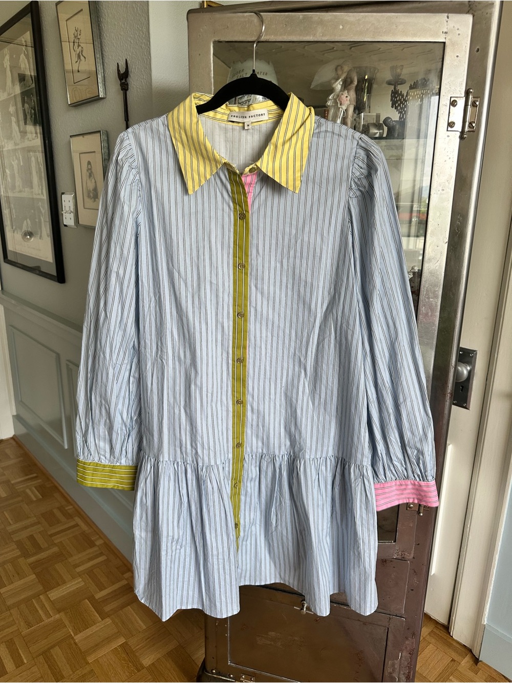 English Factory Color Blocked Shirt Dress in fun and classic stripes.